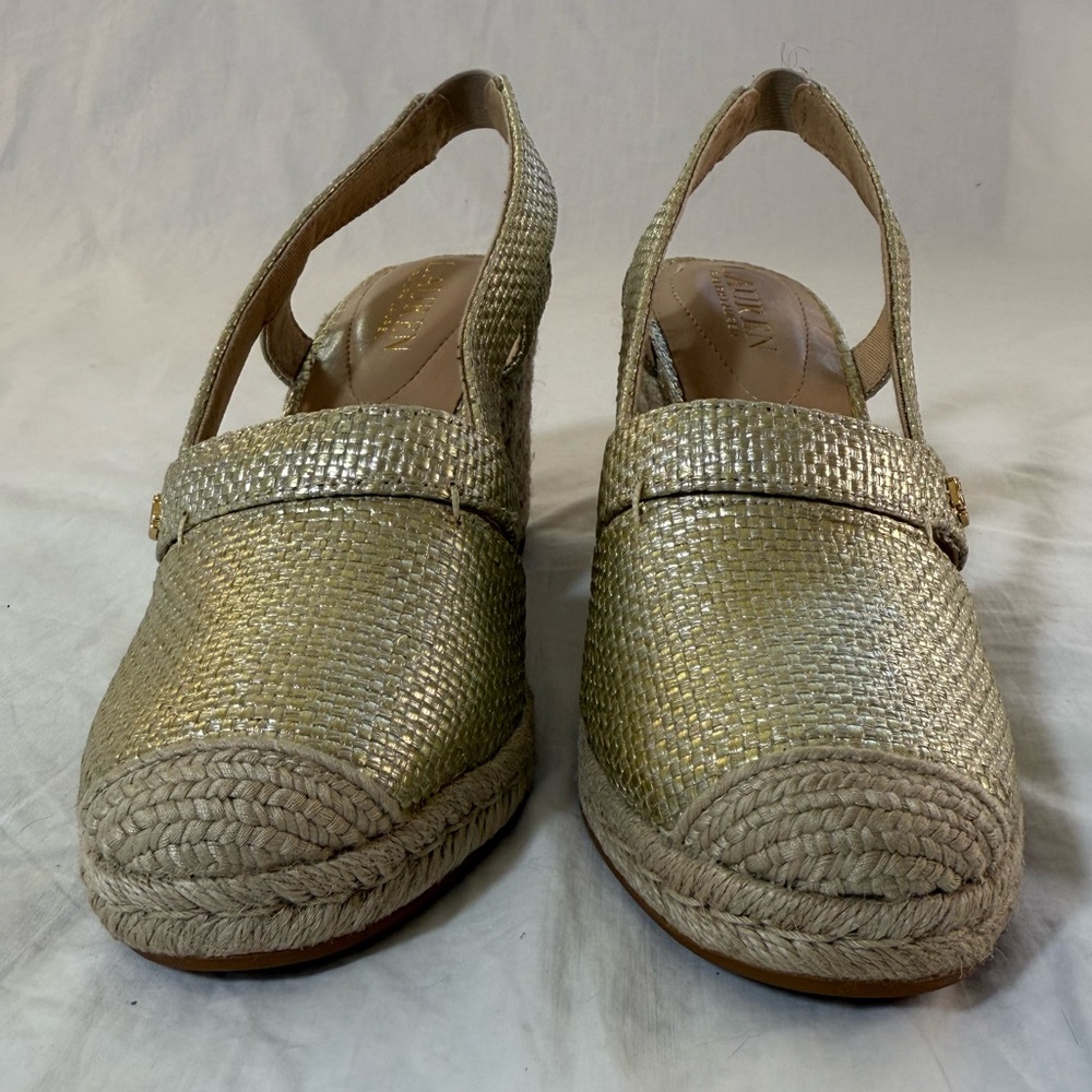 Lauren Penelopie Gold Wedge Espadrille Sandals Size 8 NWOT - Picture 4 of 8
